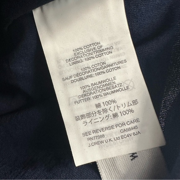 J. Crew Blouse Embroidered Navy White Beach Cotton Casual Summer Size Small - Picture 6 of 8